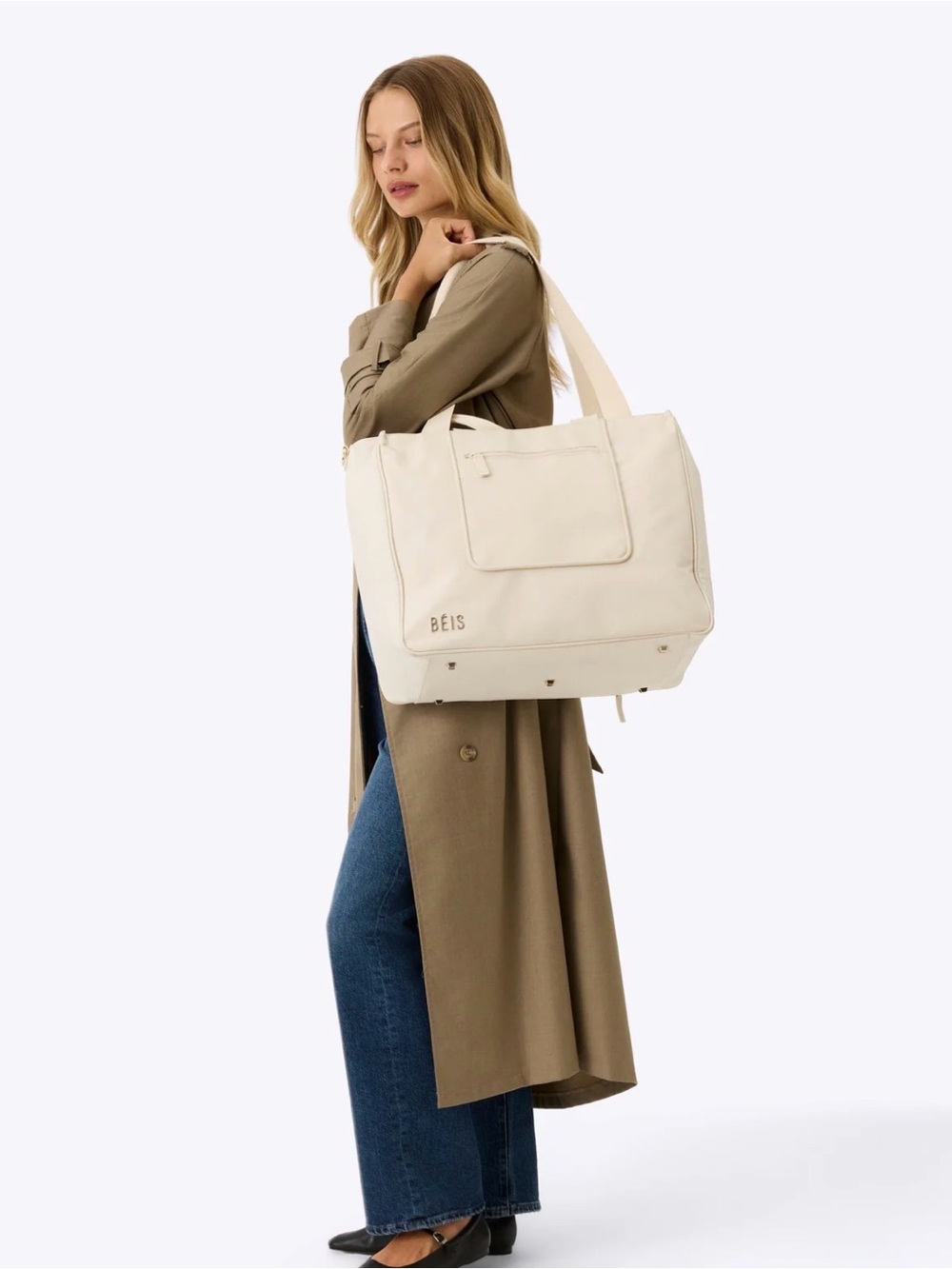 Beis The East To West Tote 
in Beige 🧳🛩️🌎 - Picture 2 of 9